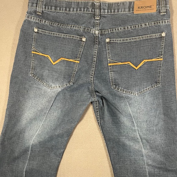 Kromex Other - Krome Men Jeans 40x34 Dark Wash Straight Leg Denim Hip Hop Skater Y2K RN 137718
